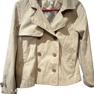 Womens Size S Pea Coat, Riley & Rae, Beige, Double Breasted Cotton Jacket